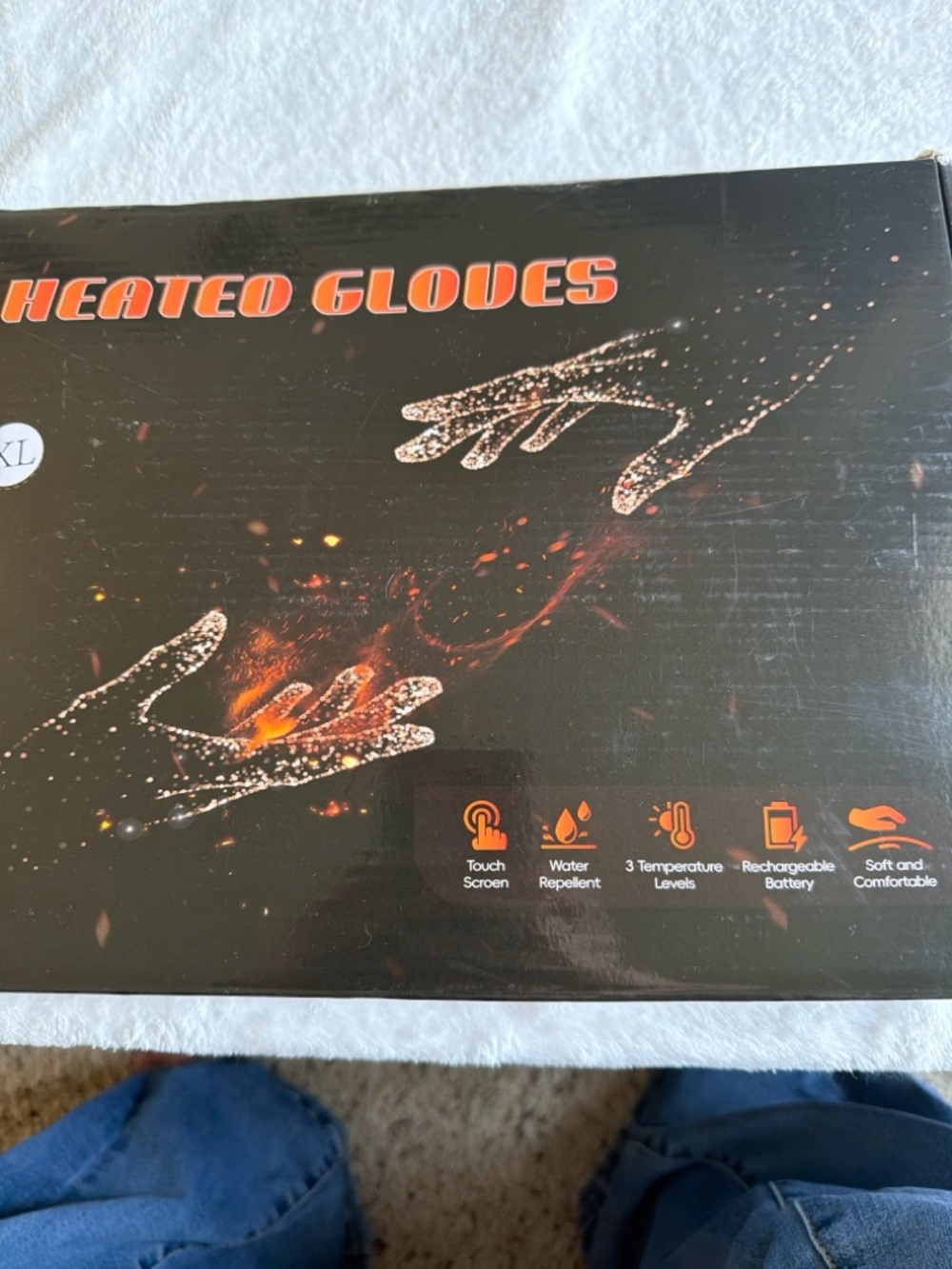 Heated Gloves - Black with Orange Accents